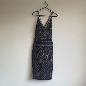 Knight Angel Deep V Midi Lace Dress